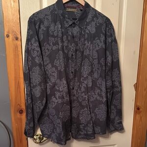 Cubavera Charcoal Patterned Shirt